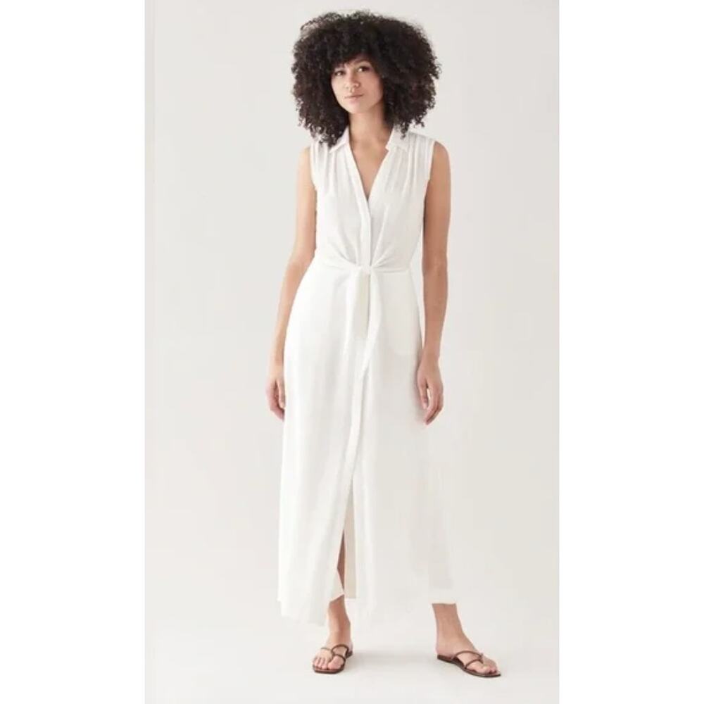 Brochu Walker Madsen White Front Twist V Neck Gauzy Maxi Length Dress Small